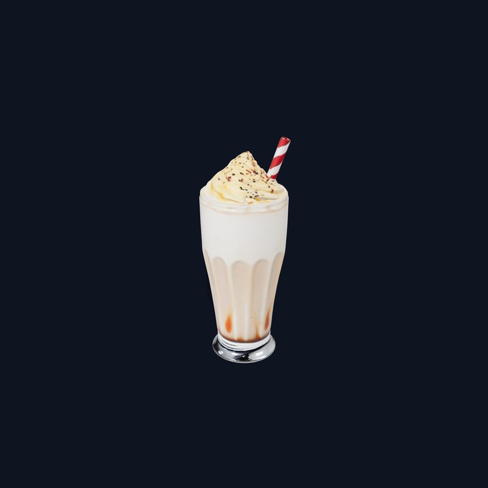 Vanilla Milkshake Model Pack with Whipped Cream and Straw